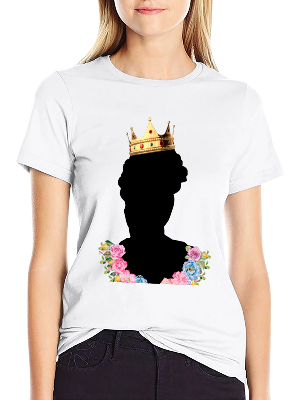 King Crown Floral T-Shirt - Stylish Black Tee