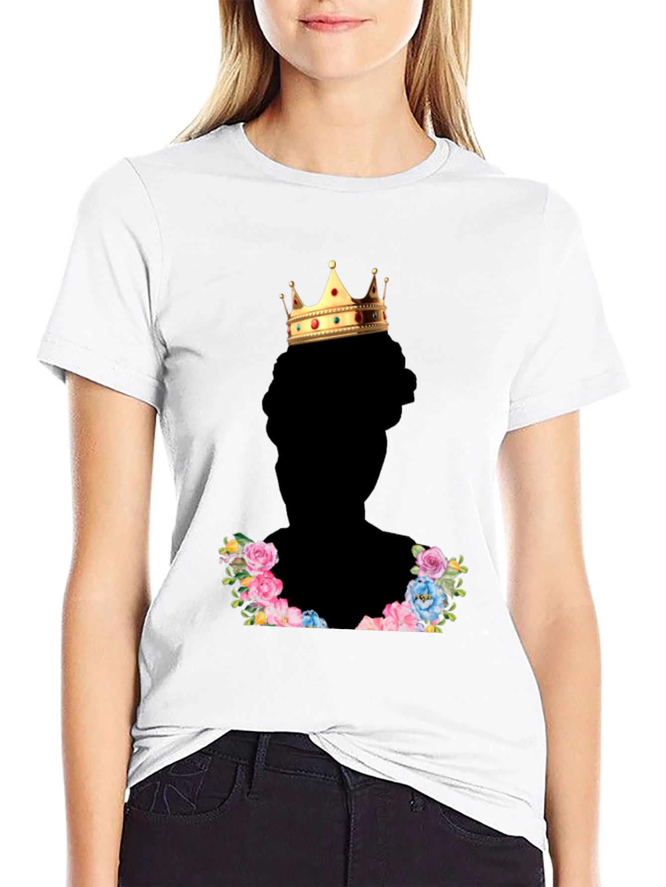 King Crown Floral T-Shirt - Stylish Black Tee