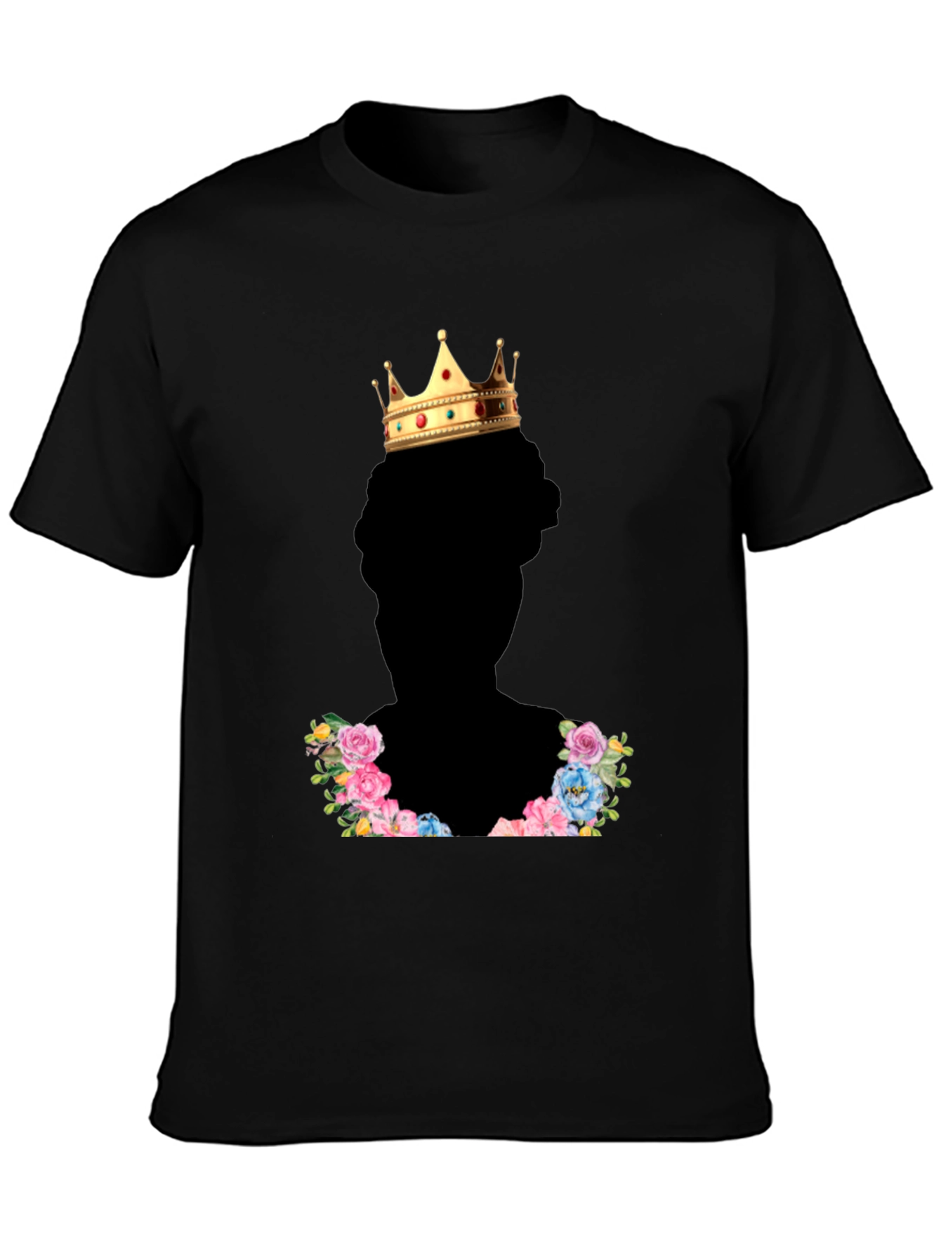 King Crown Floral T-Shirt - Stylish Black Tee