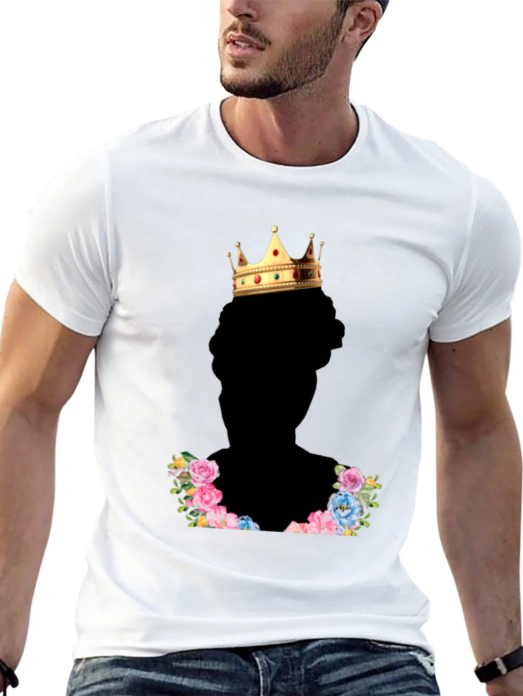 King Crown Floral T-Shirt - Stylish Black Tee