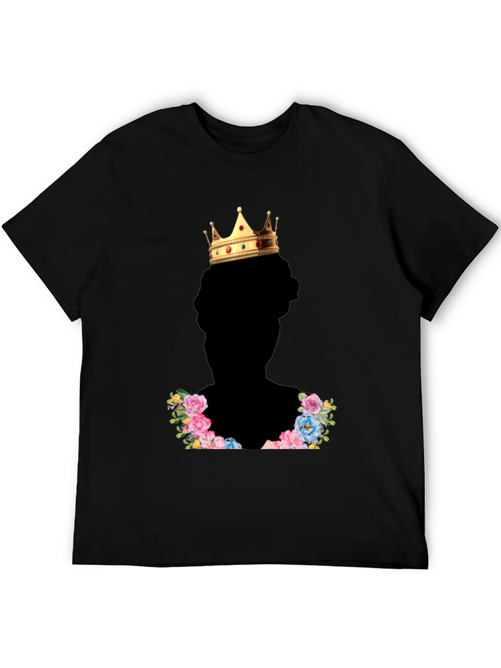 King Crown Floral T-Shirt - Stylish Black Tee