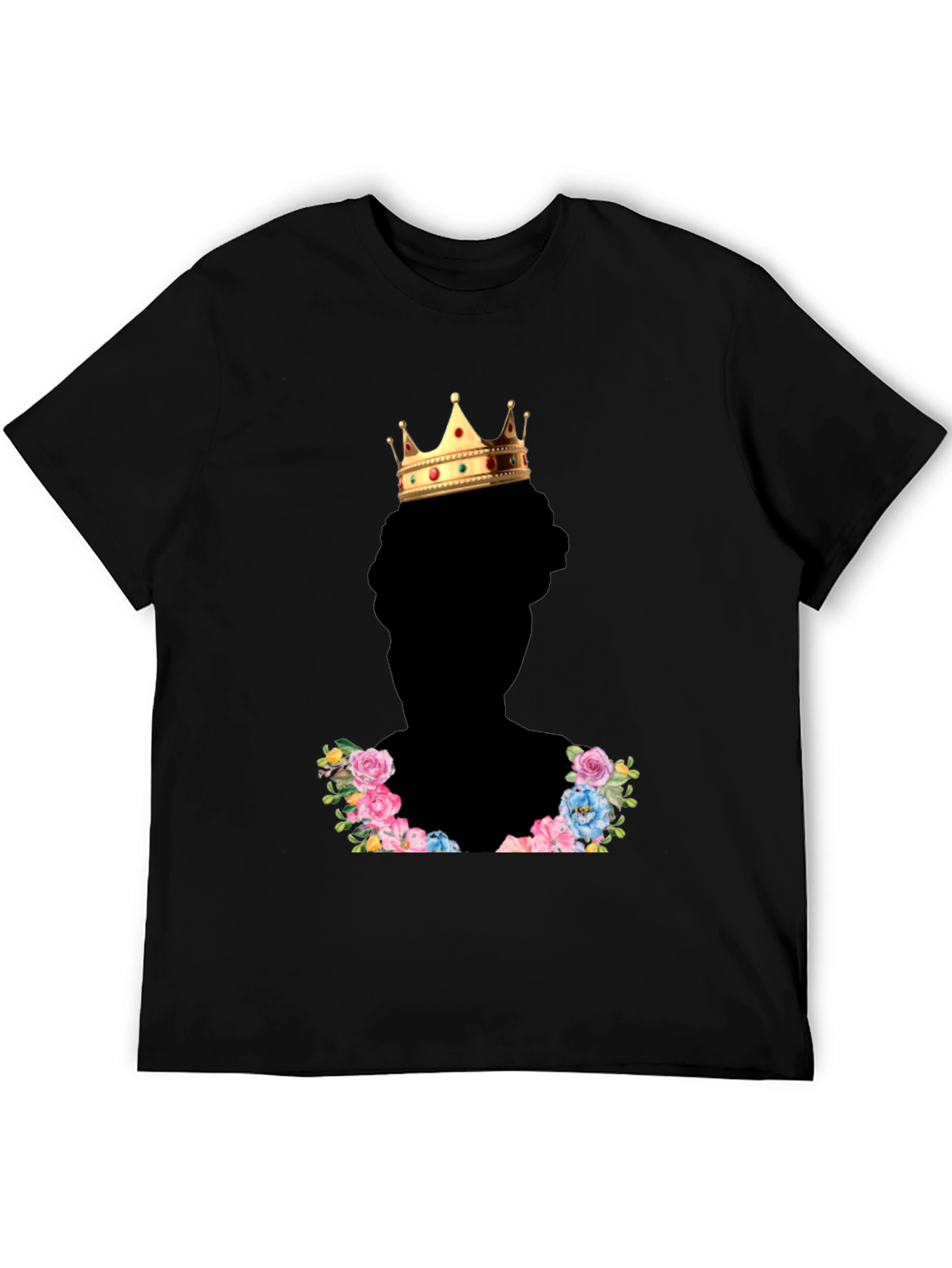 King Crown Floral T-Shirt - Stylish Black Tee