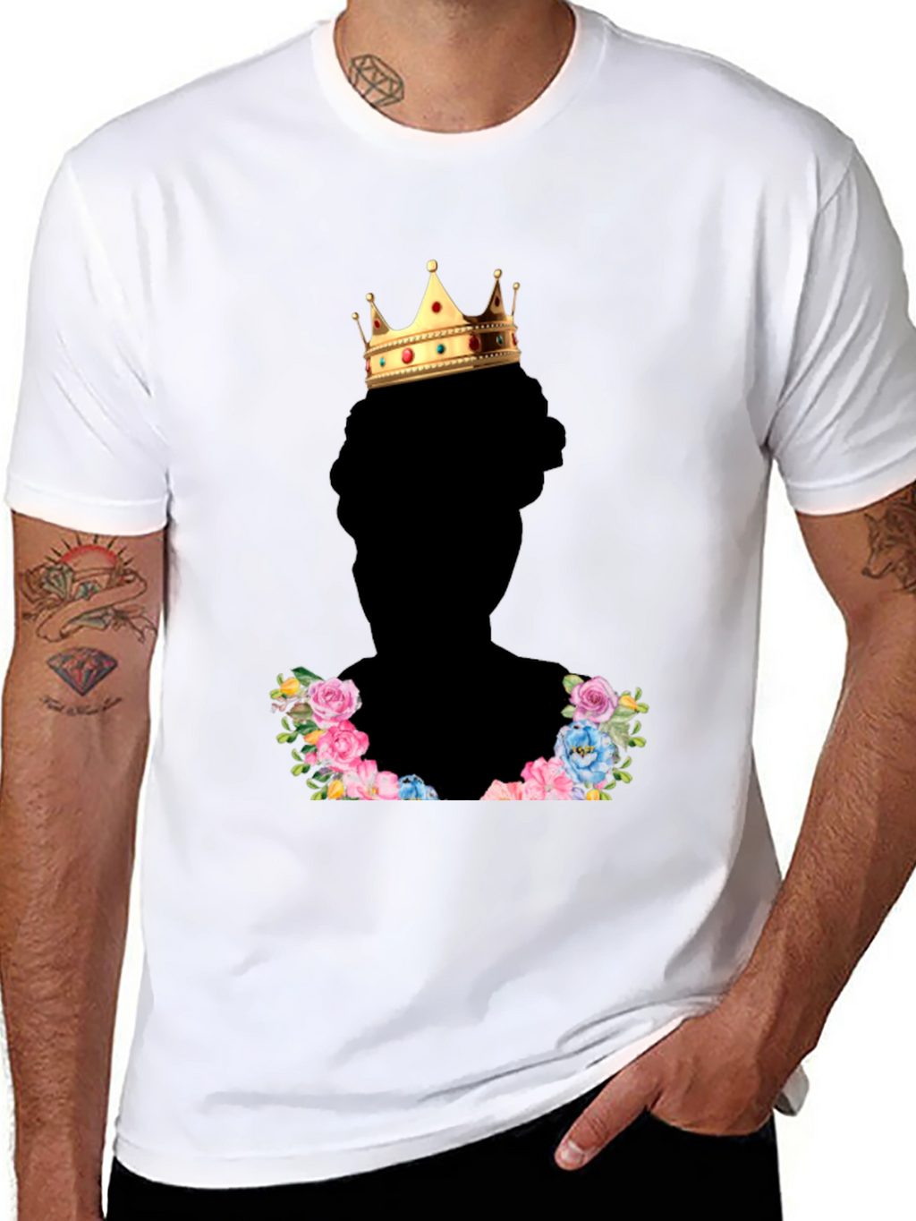 King Crown Floral T-Shirt - Stylish Black Tee