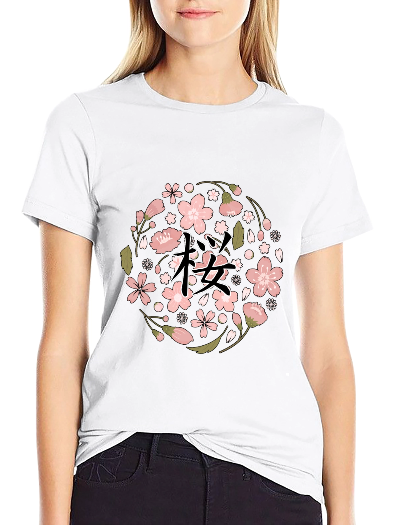 Cherry Blossom Graphic Tee - Black