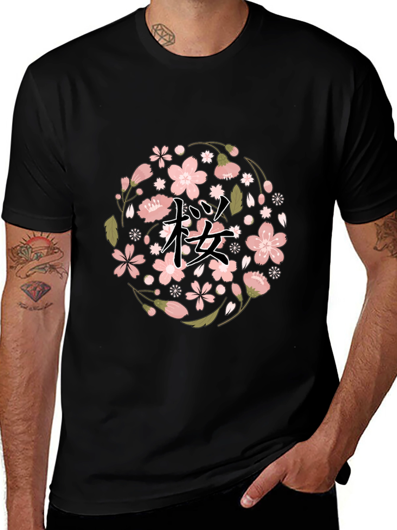 Cherry Blossom Graphic Tee - Black