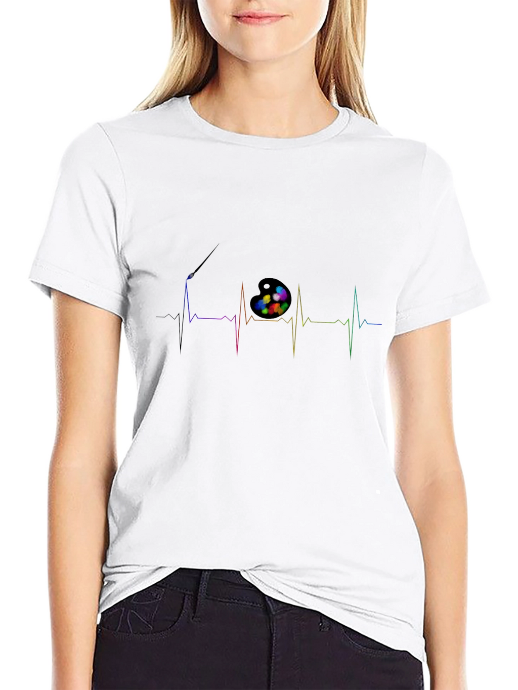 Artist Heartbeat T-Shirt - Creative Palette Pulse Design
