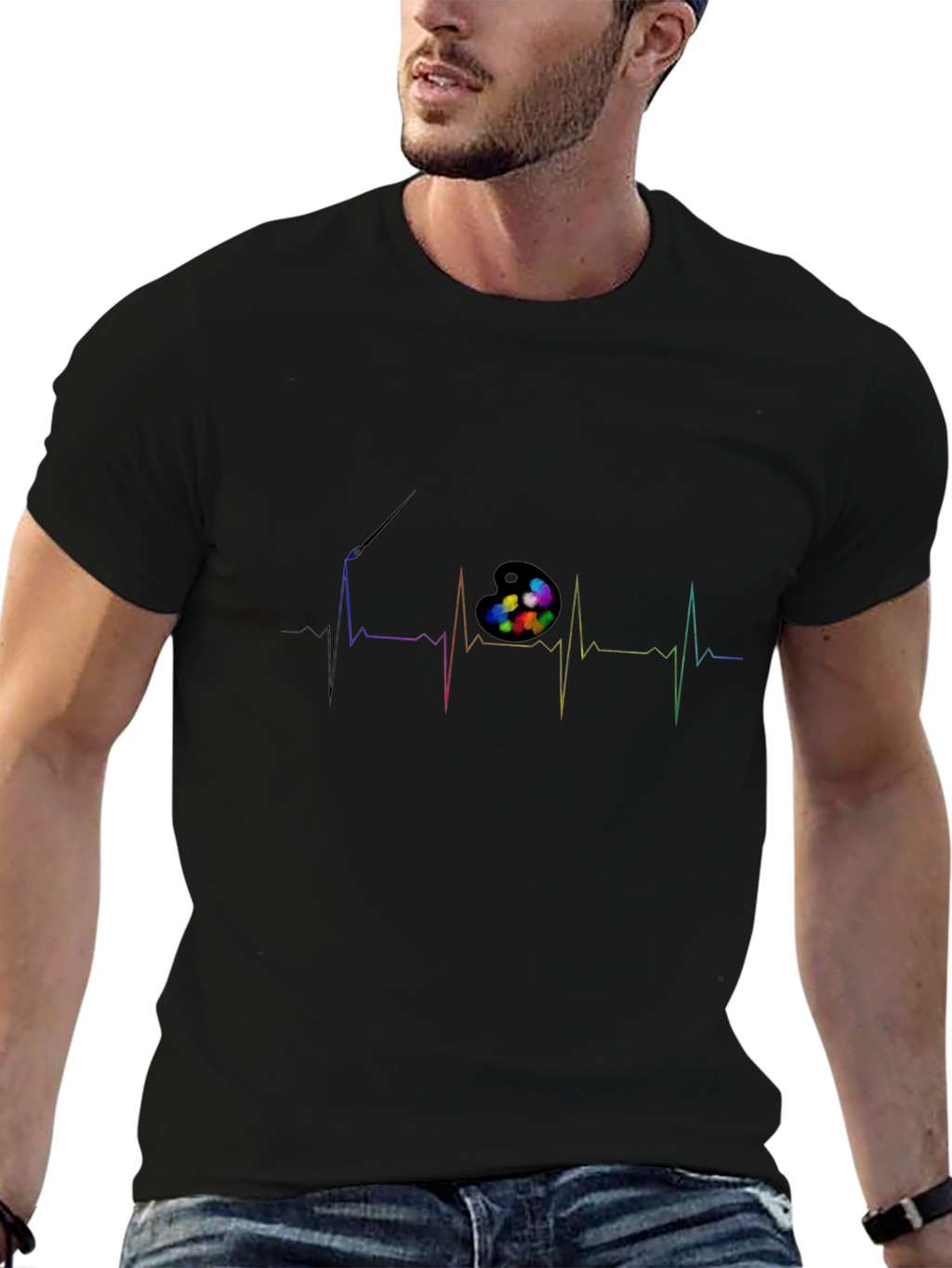 Artist Heartbeat T-Shirt - Creative Palette Pulse Design