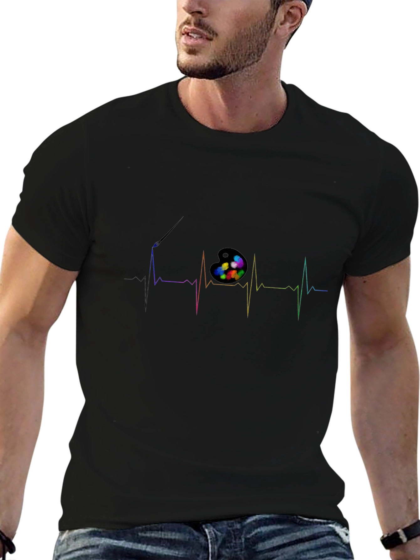 Artist Heartbeat T-Shirt - Creative Palette Pulse Design