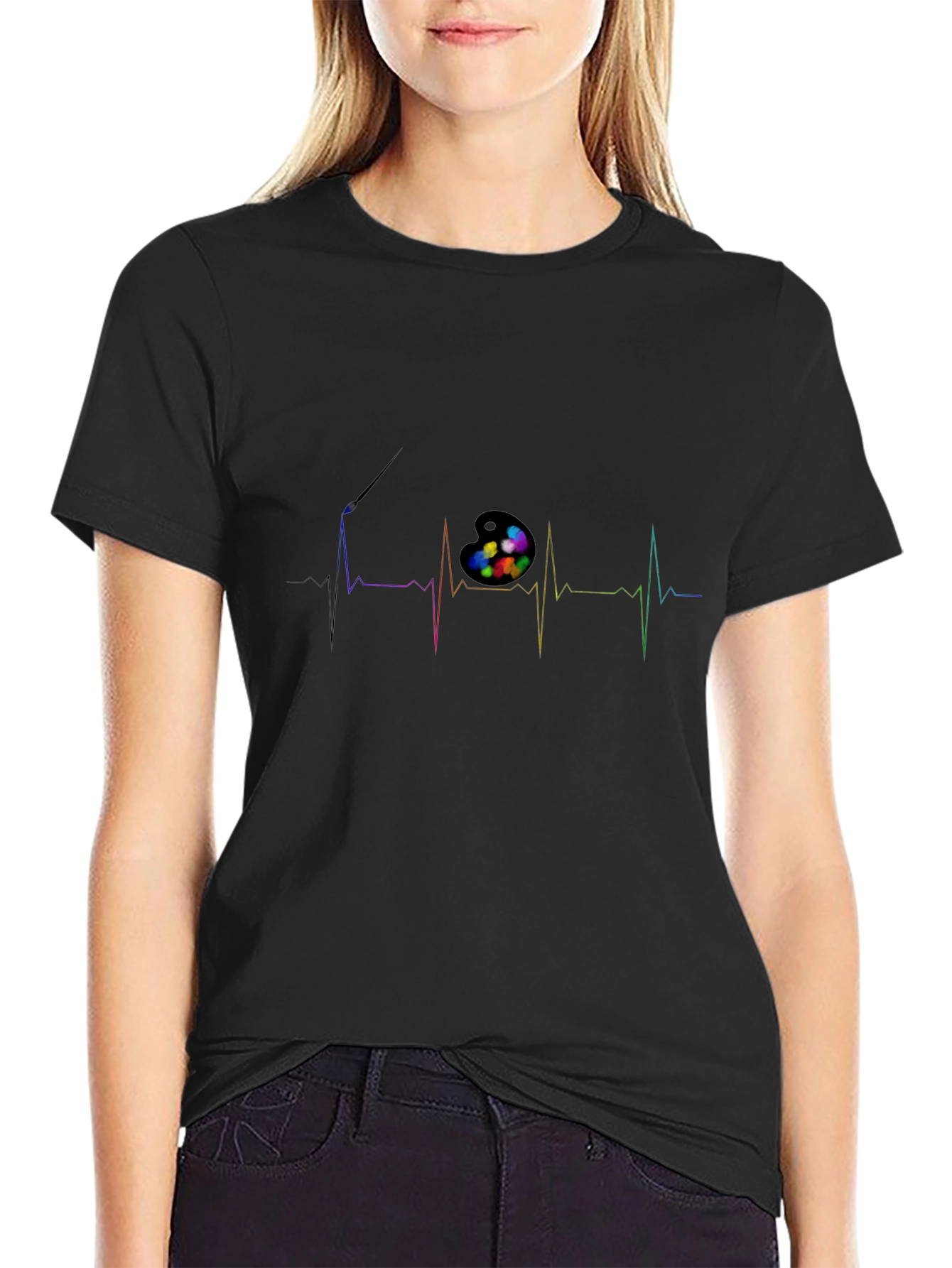 Artist Heartbeat T-Shirt - Creative Palette Pulse Design