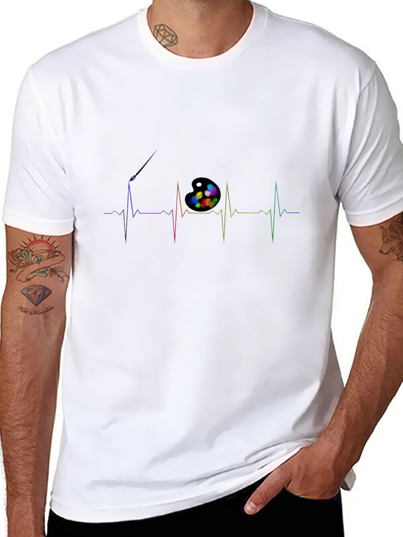 Artist Heartbeat T-Shirt - Creative Palette Pulse Design