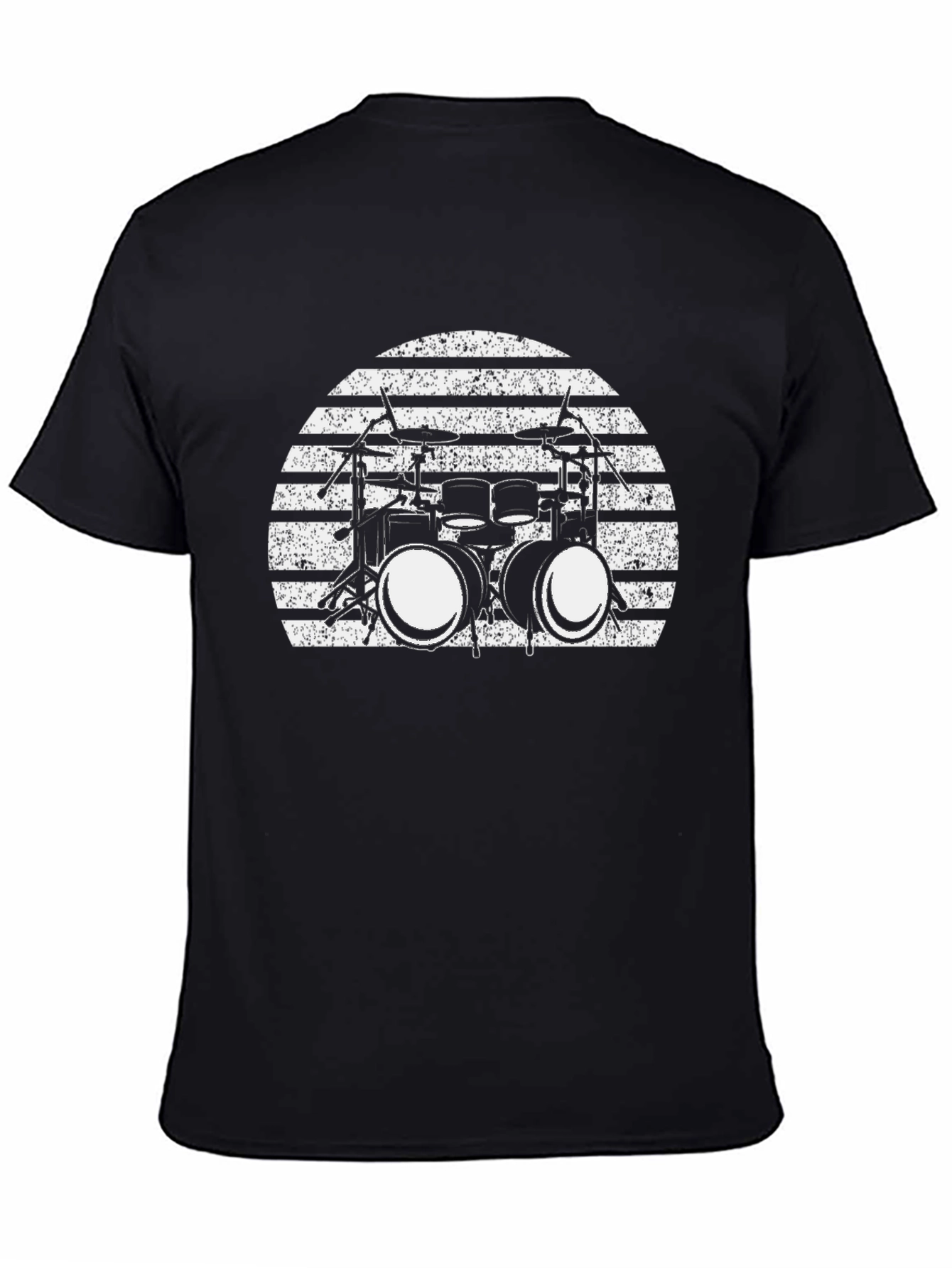 Drum Set Sunset Graphic Tee - Black Cotton T-Shirt