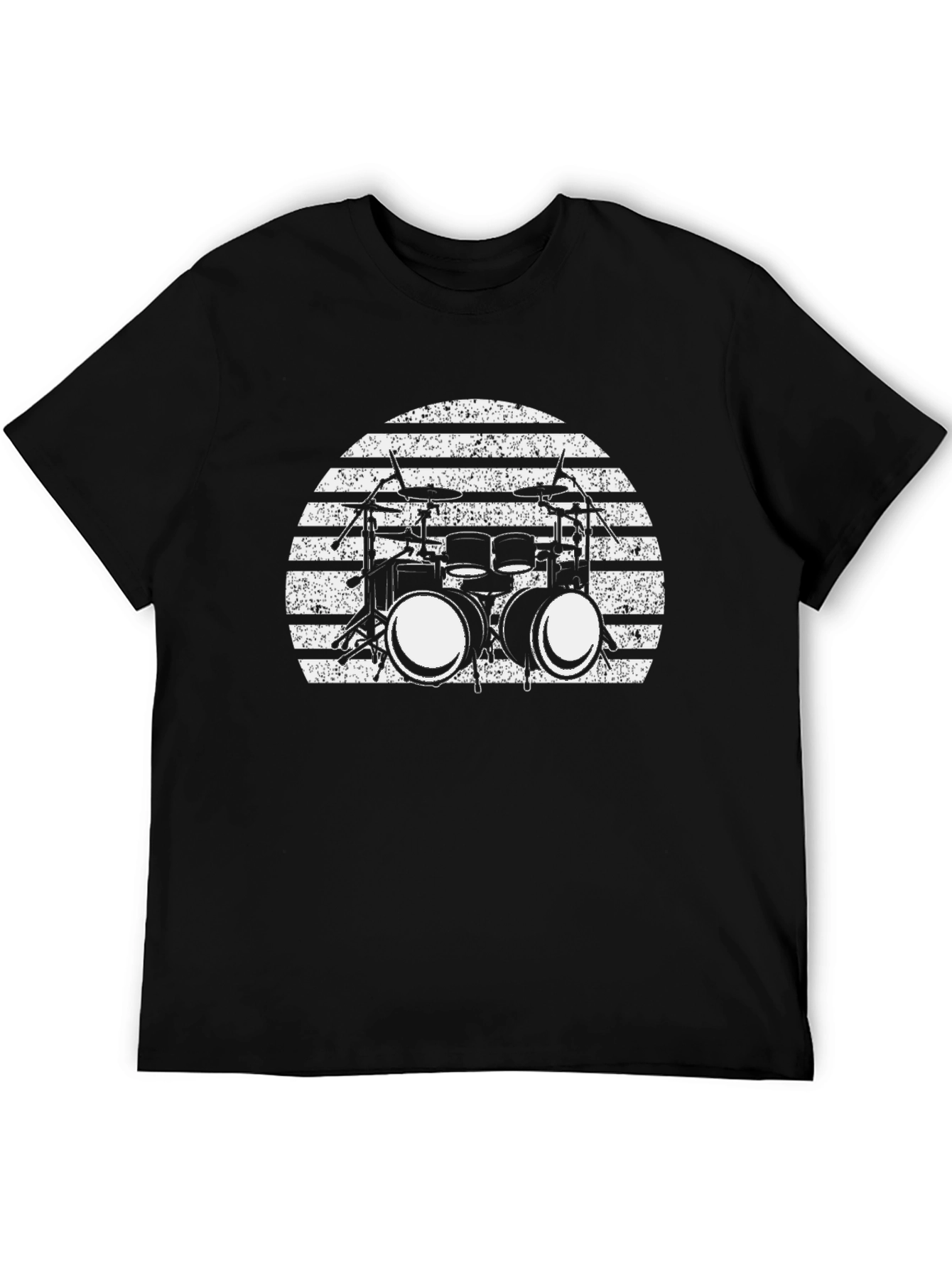 Drum Set Sunset Graphic Tee - Black Cotton T-Shirt