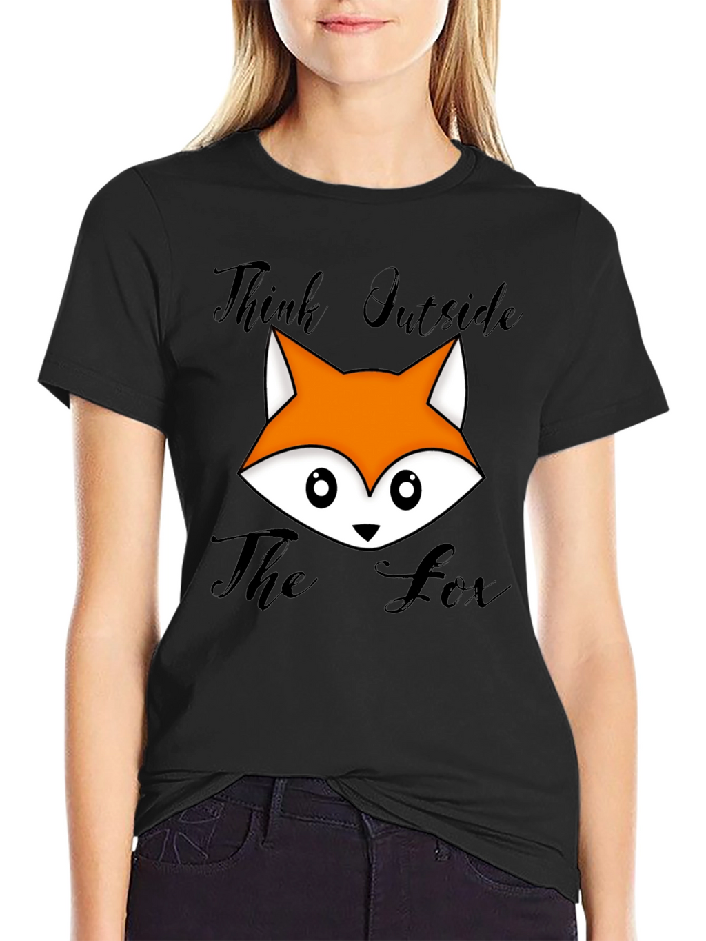 Think Outside The Fox Graphic T-Shirt - Black
