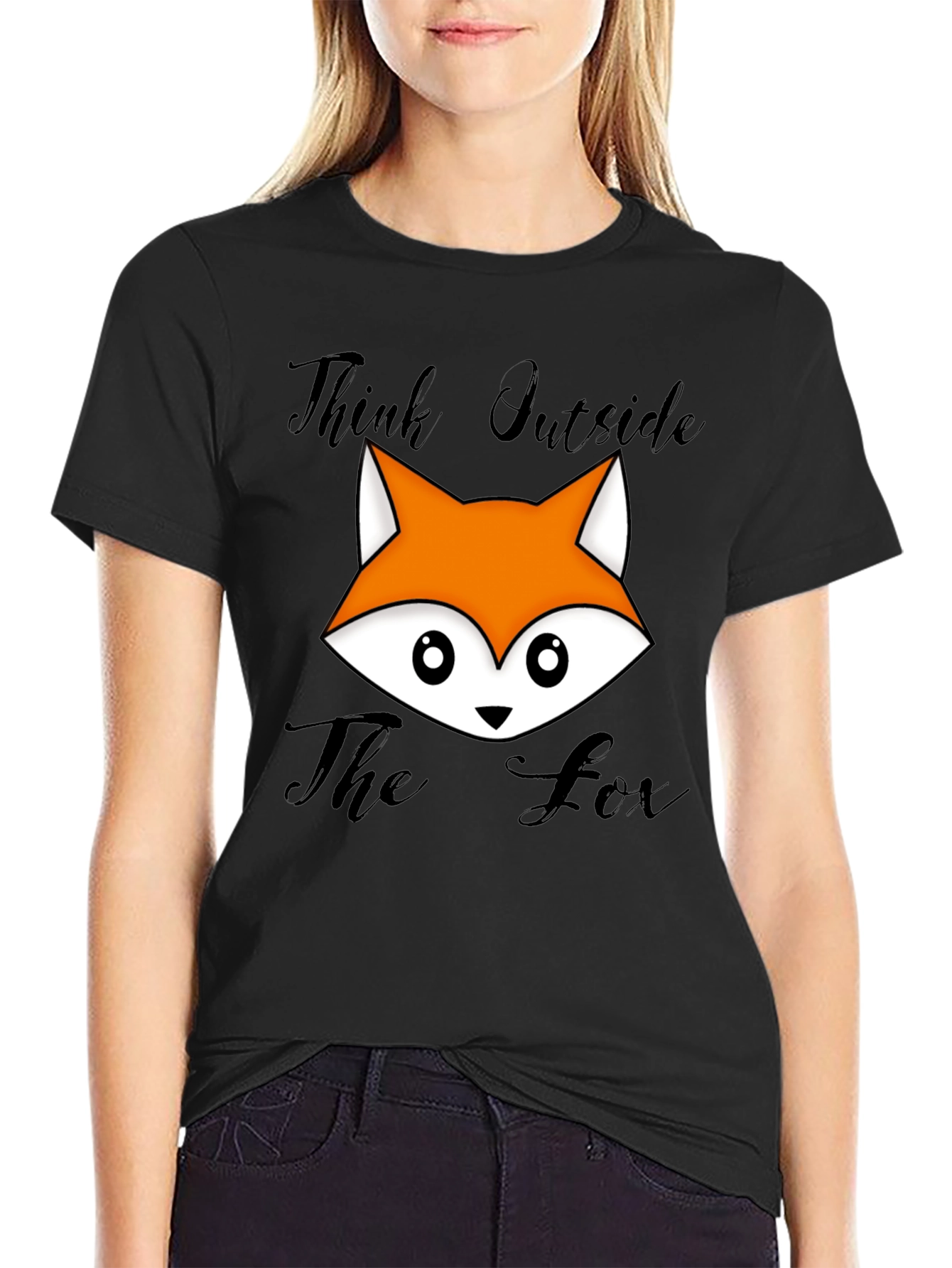 Think Outside The Fox Graphic T-Shirt - Black