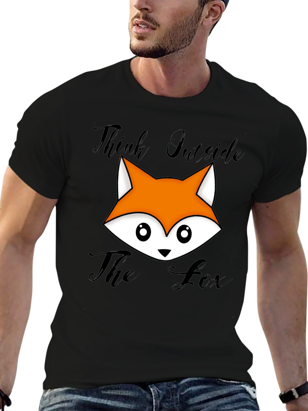 Think Outside The Fox Graphic T-Shirt - Black
