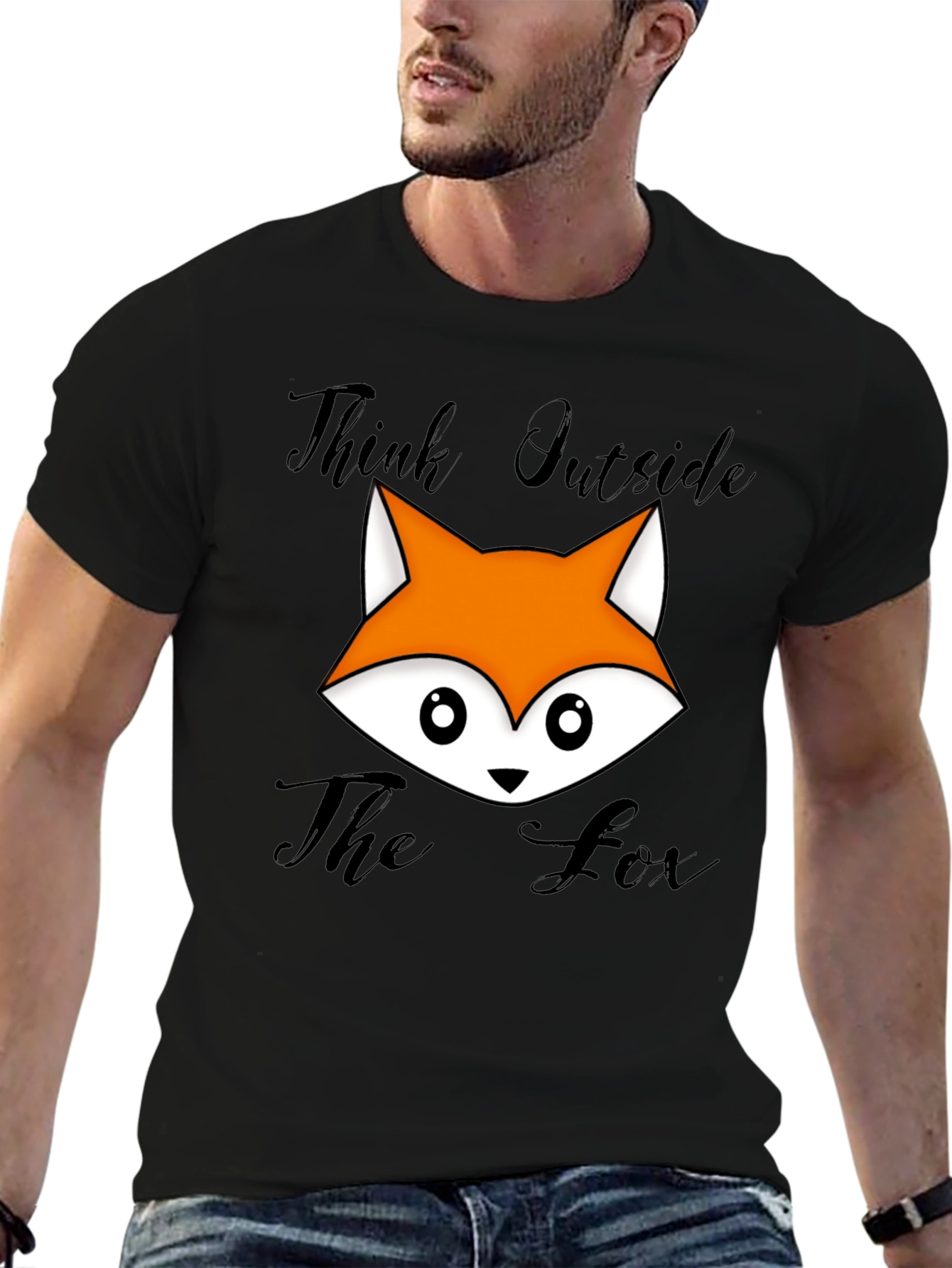 Think Outside The Fox Graphic T-Shirt - Black