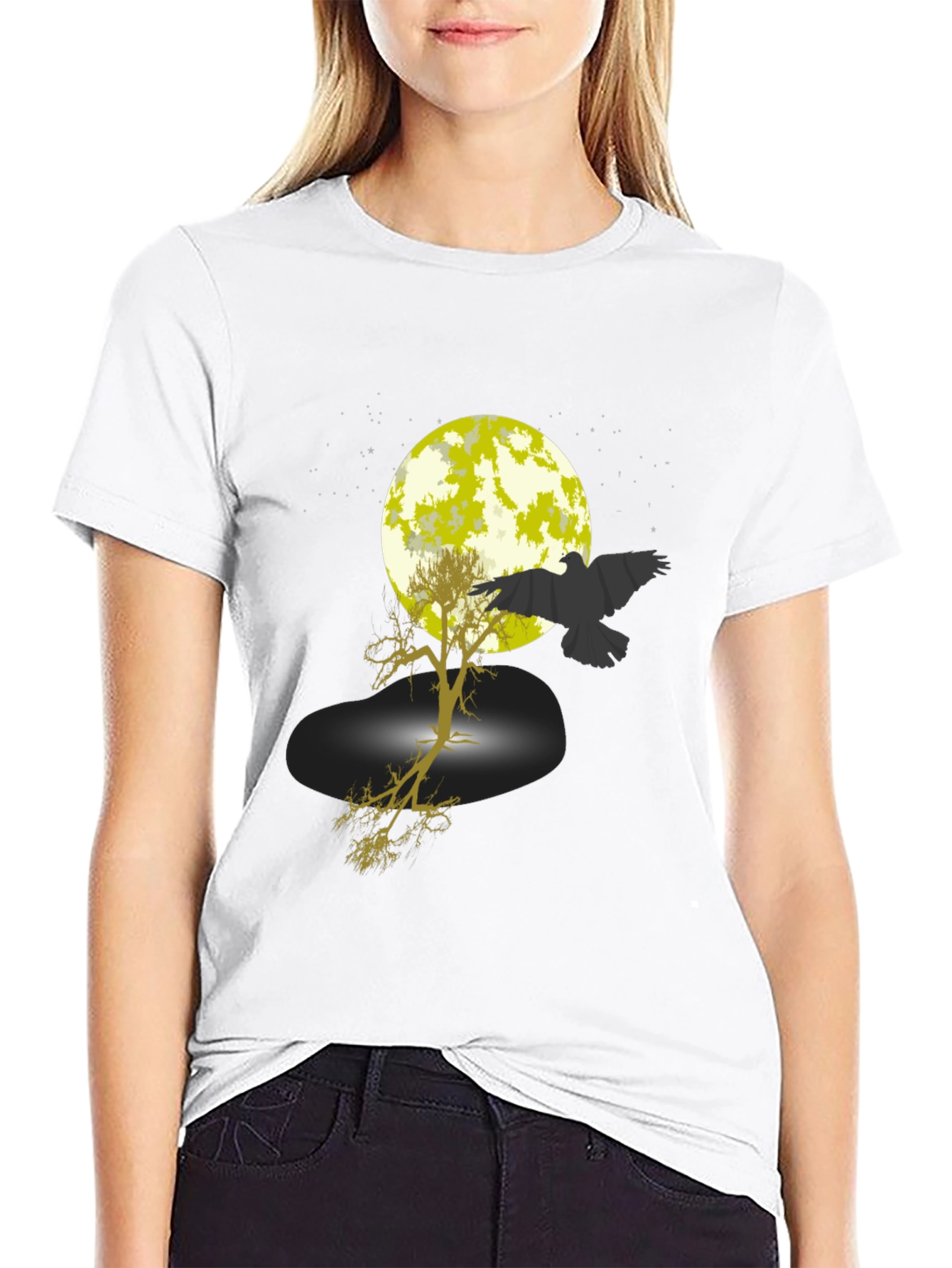 Raven Moon Tree Graphic Tee - Black