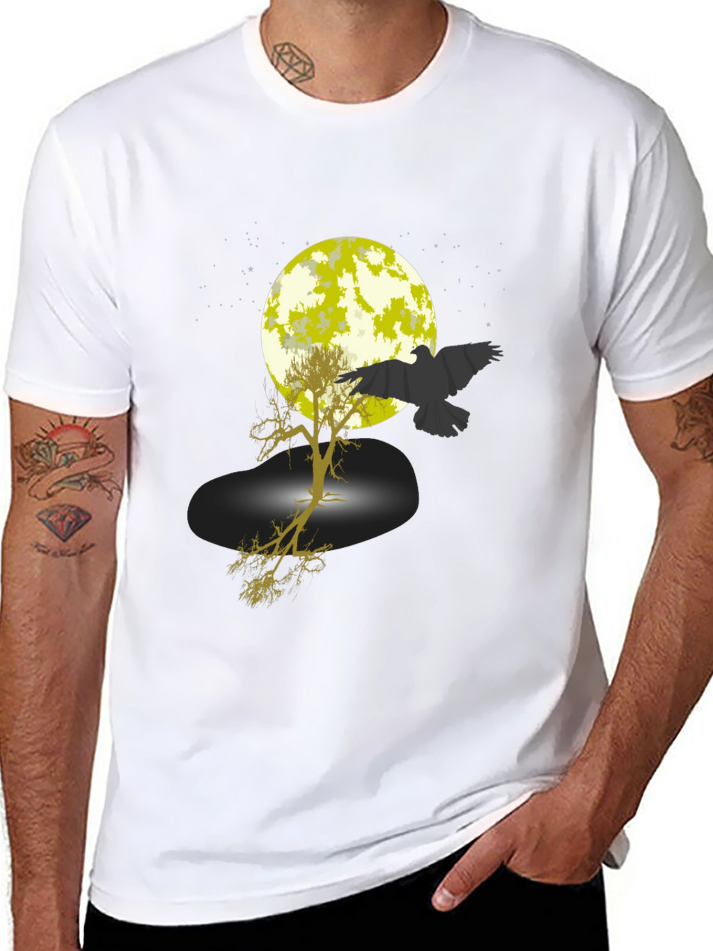 Raven Moon Tree Graphic Tee - Black