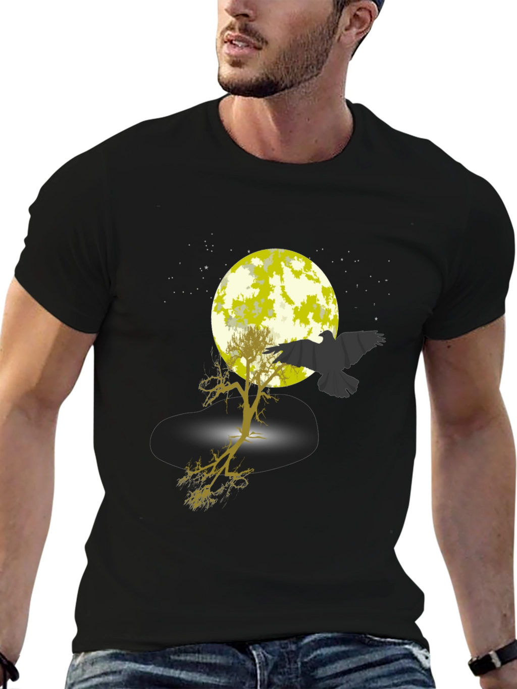 Raven Moon Tree Graphic Tee - Black