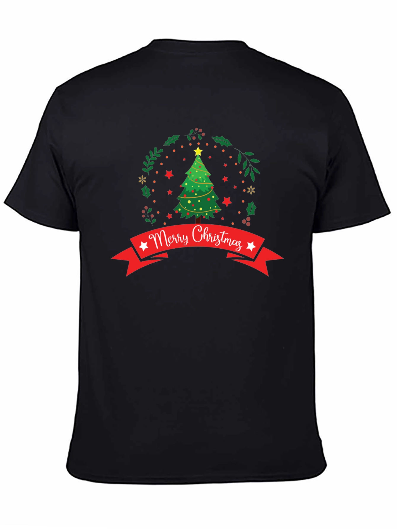 Festive Merry Christmas Tree Graphic Tee - Holiday Season Apparel