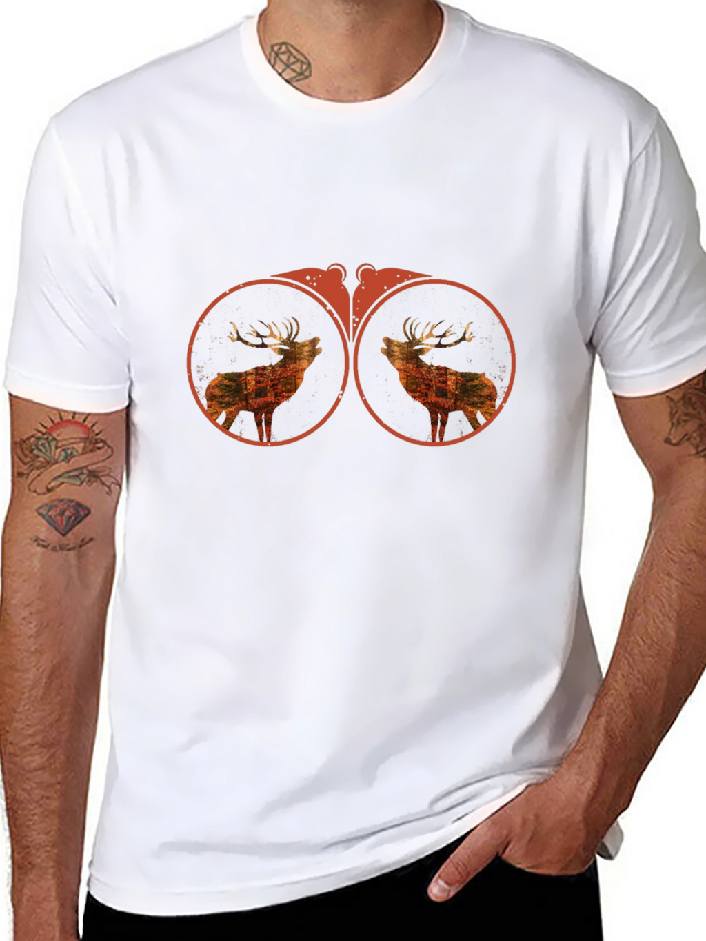 Binocular Deer Graphic Tee - Black Cotton T-Shirt