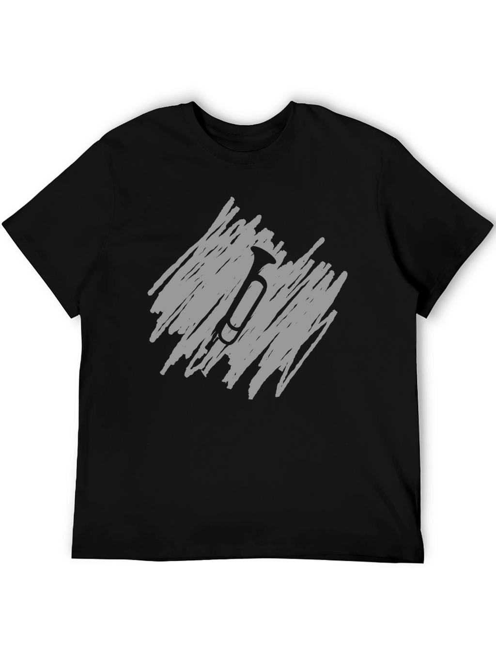 Mens Black T-Shirt with Scribble Trumpet Design