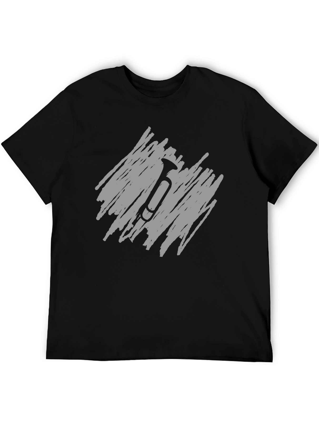 Mens Black T-Shirt with Scribble Trumpet Design