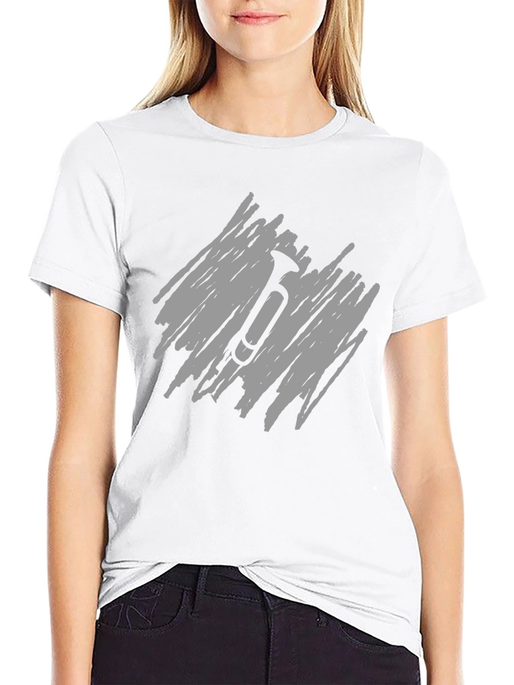 Mens Black T-Shirt with Scribble Trumpet Design