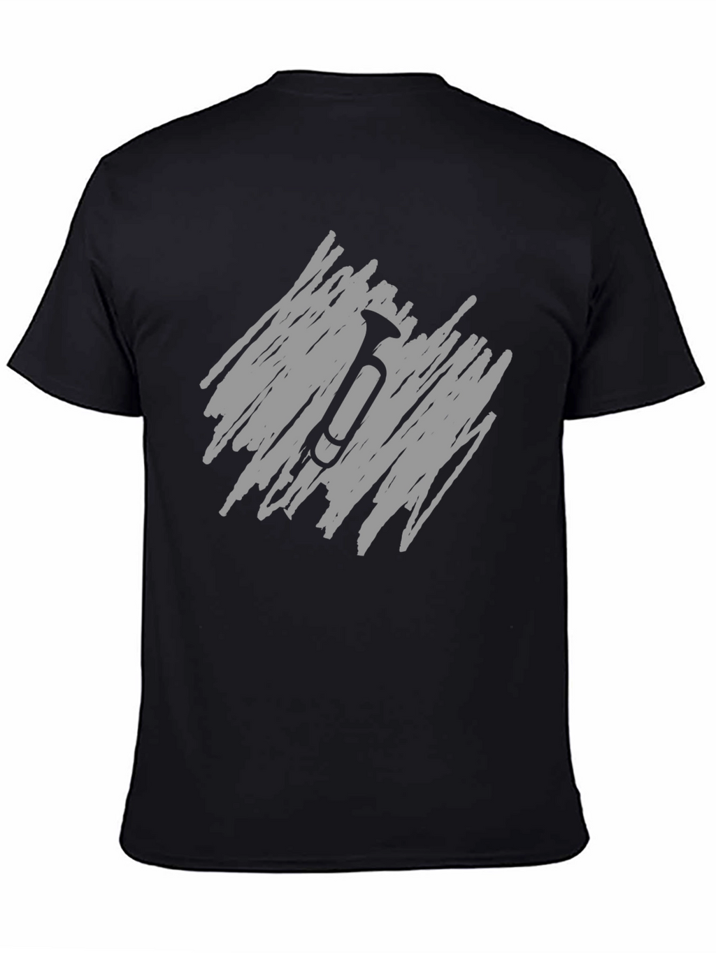 Mens Black T-Shirt with Scribble Trumpet Design