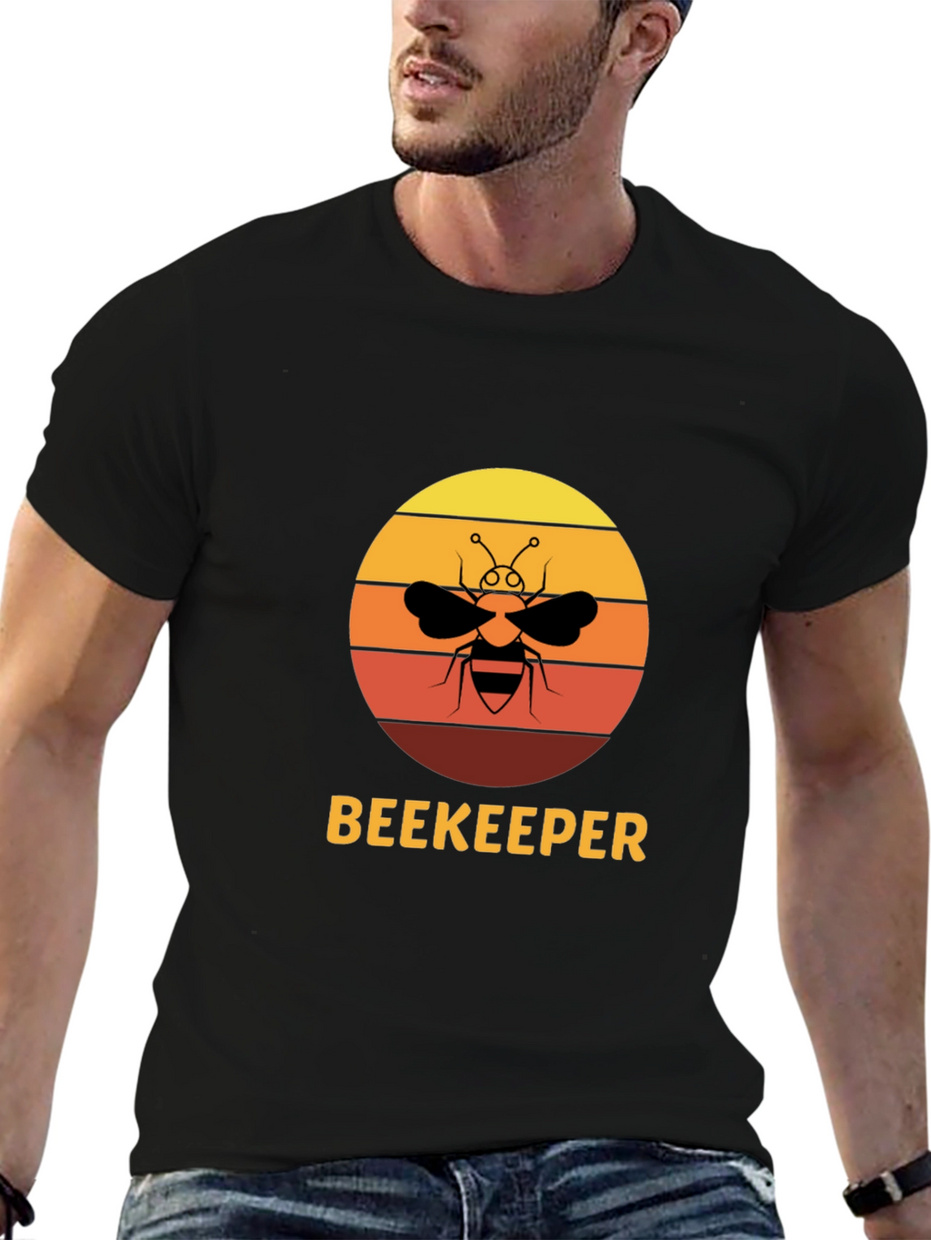Beekeeper Bee Sunset Graphic T-Shirt