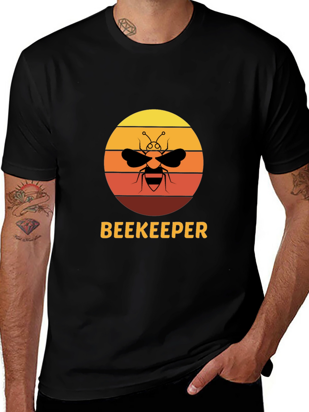 Beekeeper Bee Sunset Graphic T-Shirt