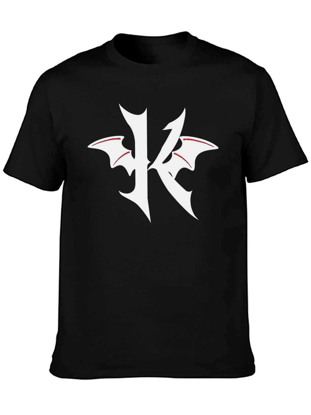 Black T-Shirt with K Bat Wing Graphic