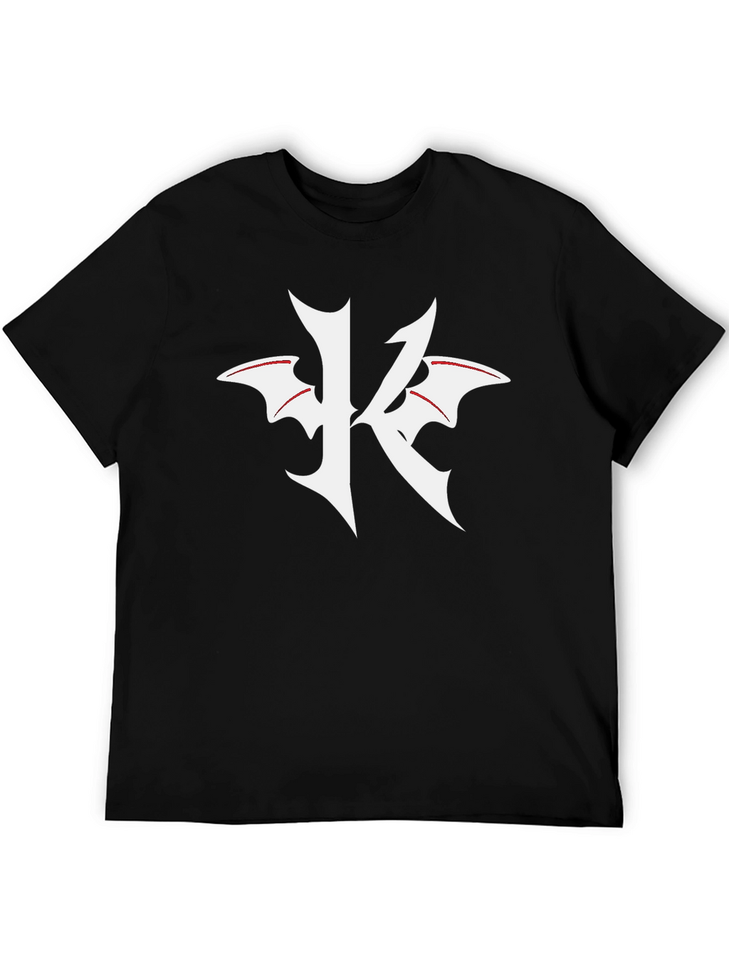 Black T-Shirt with K Bat Wing Graphic