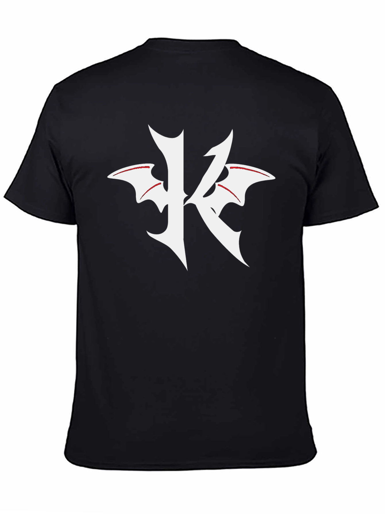 Black T-Shirt with K Bat Wing Graphic