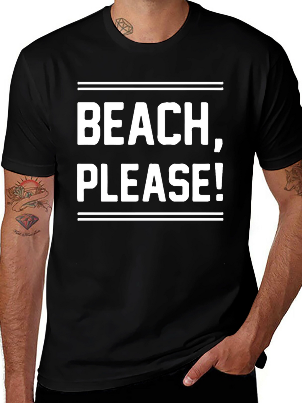 Beach Please! Graphic Tee - Black Cotton T-Shirt