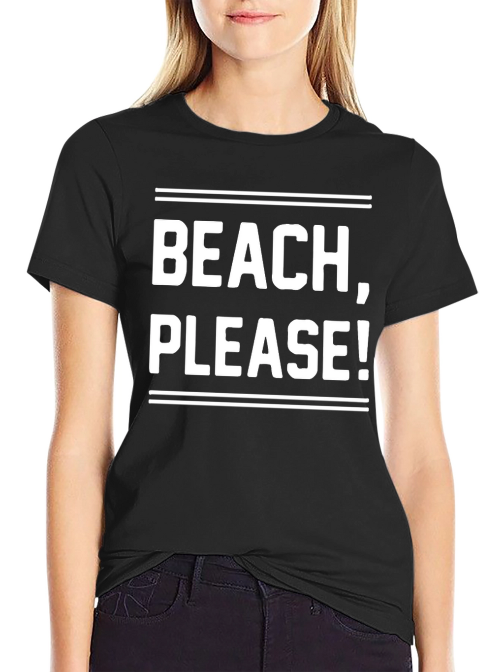 Beach Please! Graphic Tee - Black Cotton T-Shirt