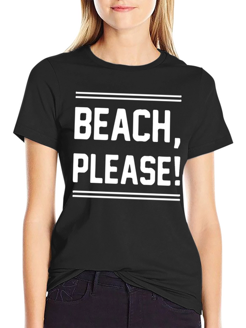 Beach Please! Graphic Tee - Black Cotton T-Shirt