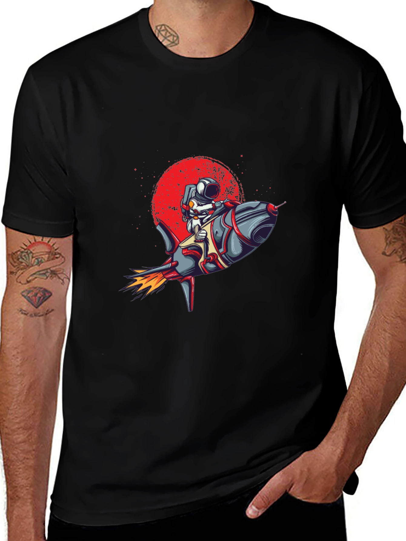 Astronaut Rocket Graphic Tee - Space Adventure T-Shirt