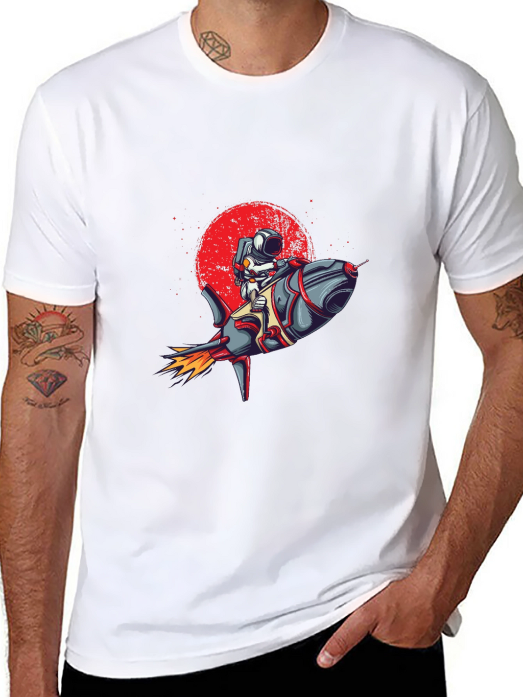 Astronaut Rocket Graphic Tee - Space Adventure T-Shirt