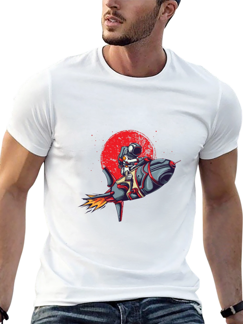 Astronaut Rocket Graphic Tee - Space Adventure T-Shirt