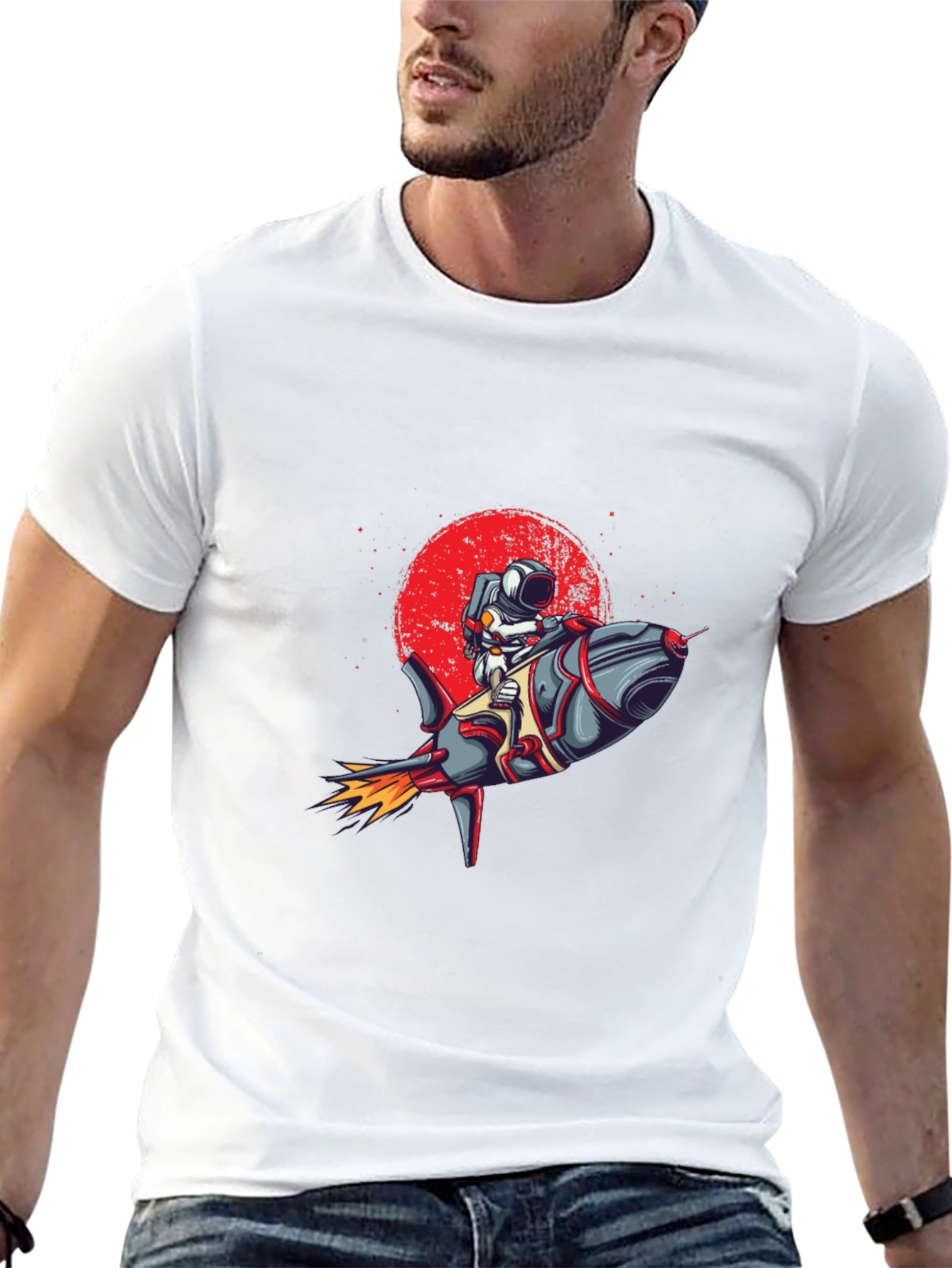 Astronaut Rocket Graphic Tee - Space Adventure T-Shirt