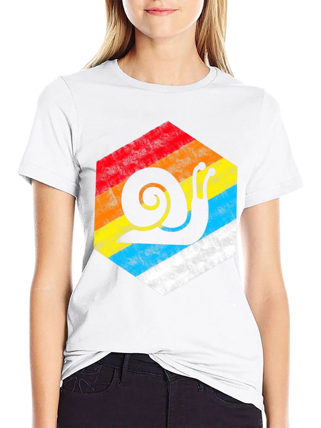 Retro Snail Hexagon Graphic Tee - Black