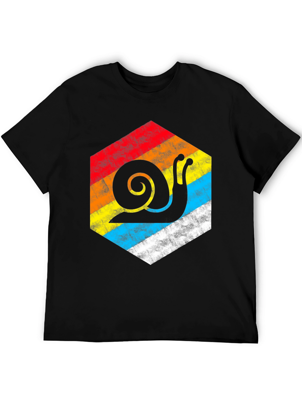Retro Snail Hexagon Graphic Tee - Black