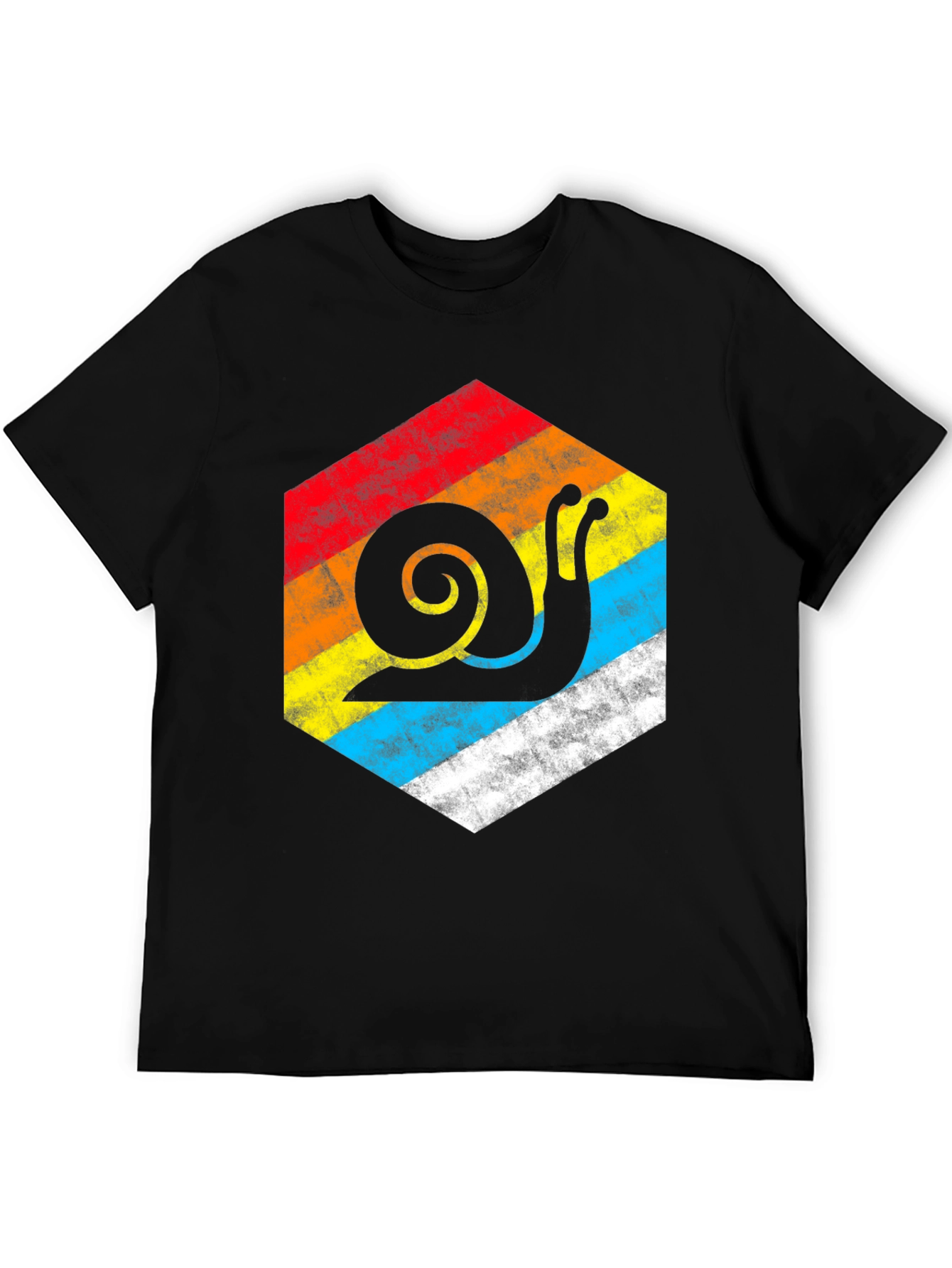 Retro Snail Hexagon Graphic Tee - Black