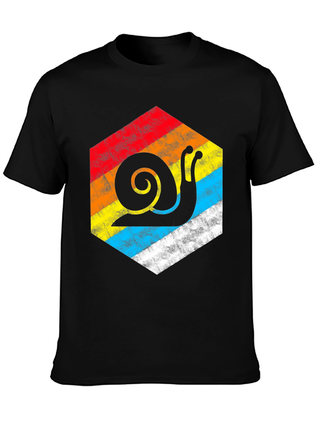 Retro Snail Hexagon Graphic Tee - Black