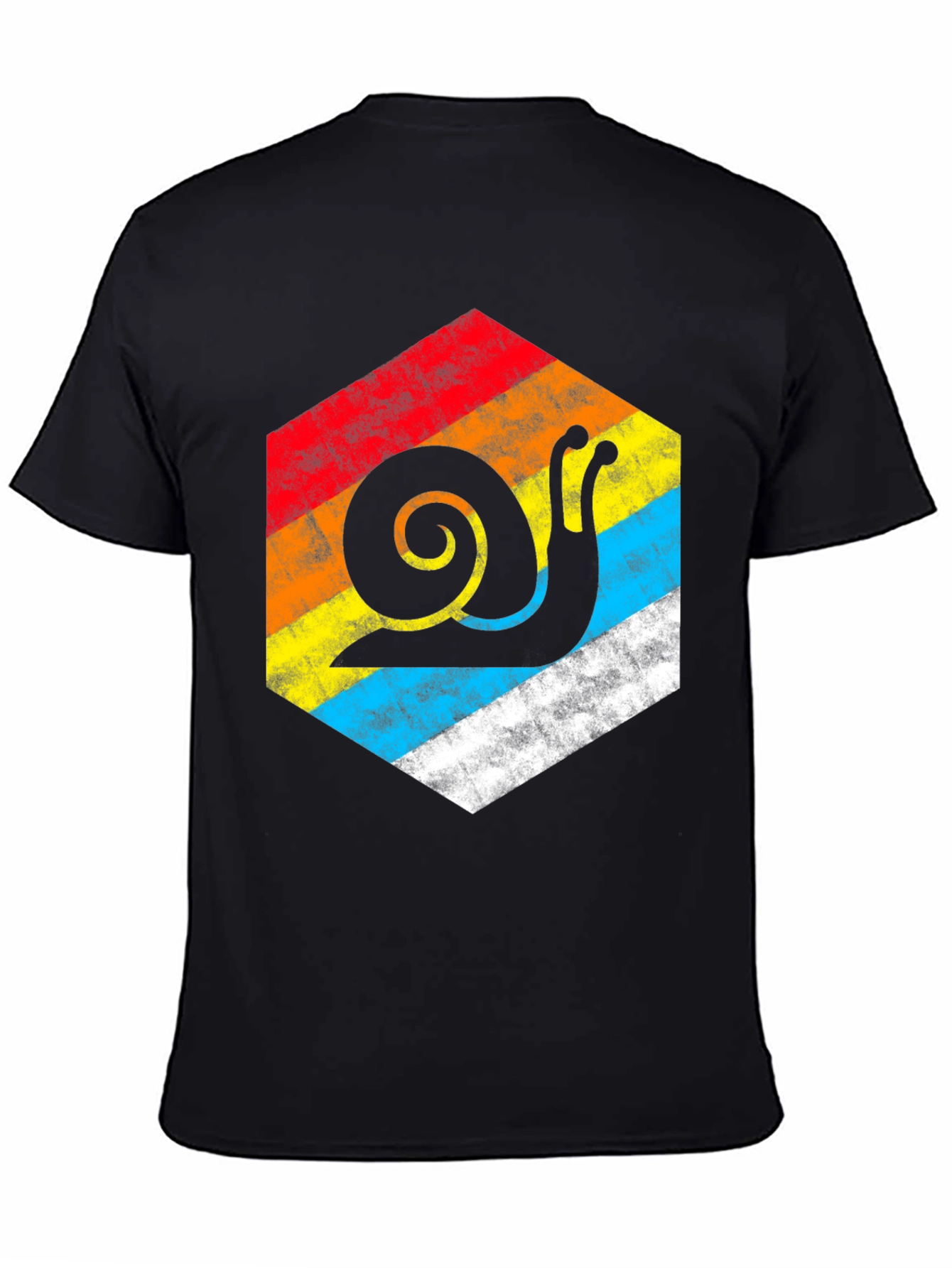 Retro Snail Hexagon Graphic Tee - Black
