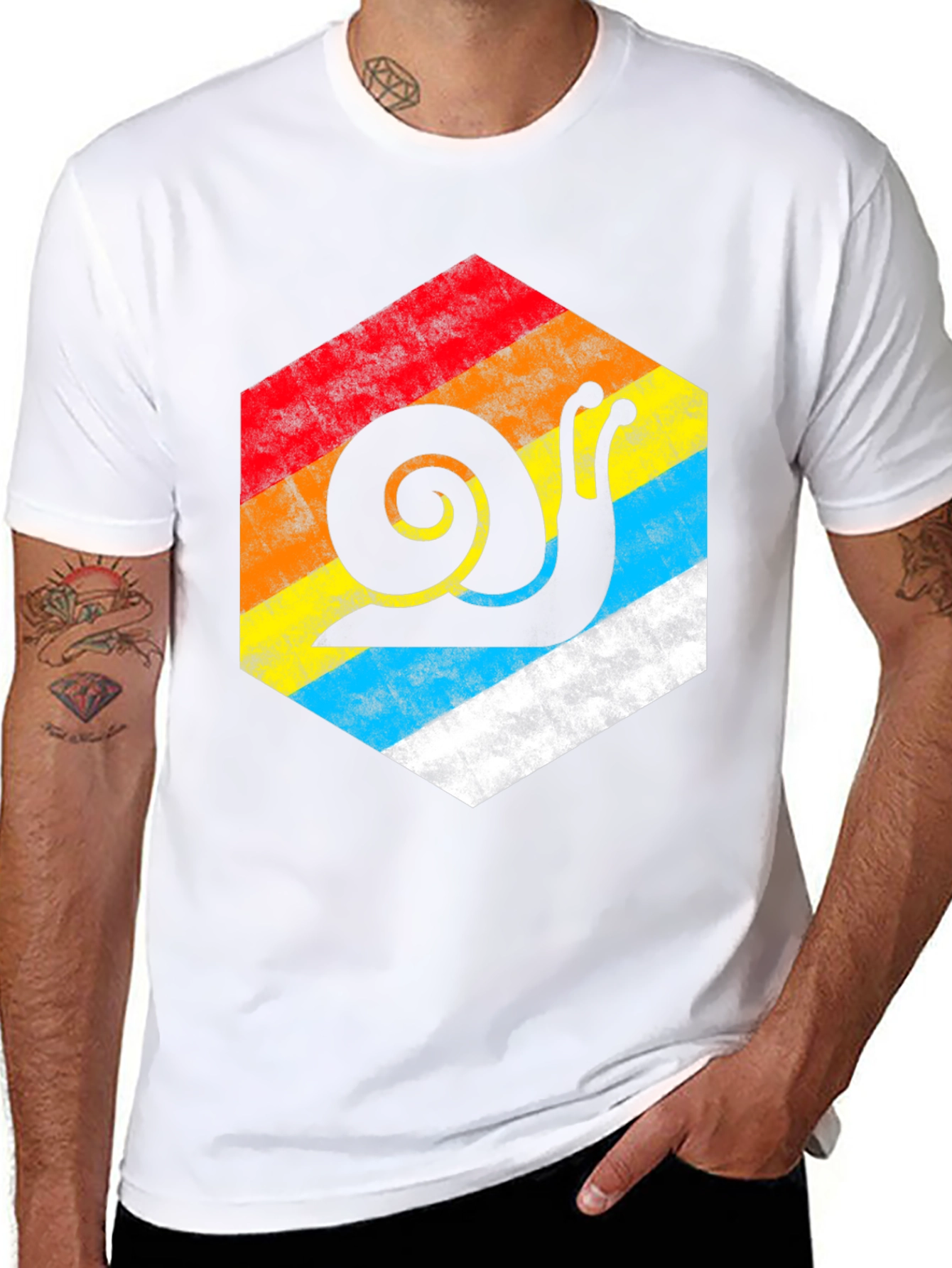 Retro Snail Hexagon Graphic Tee - Black