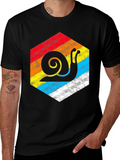 Retro Snail Hexagon Graphic Tee - Black