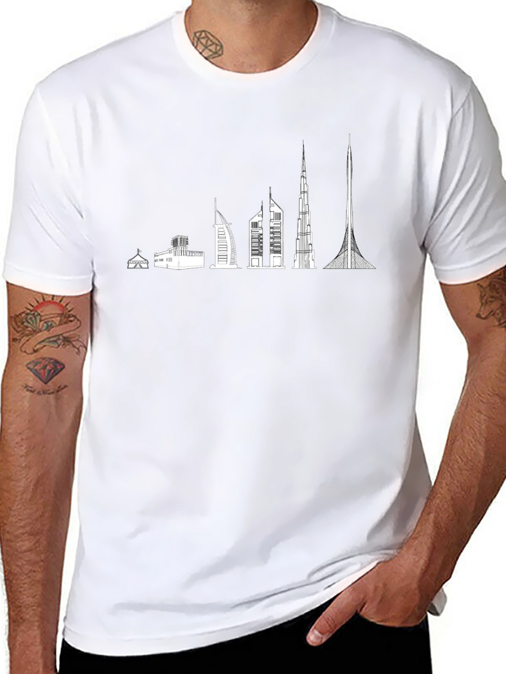 Dubai Skyline Evolution Black T-Shirt