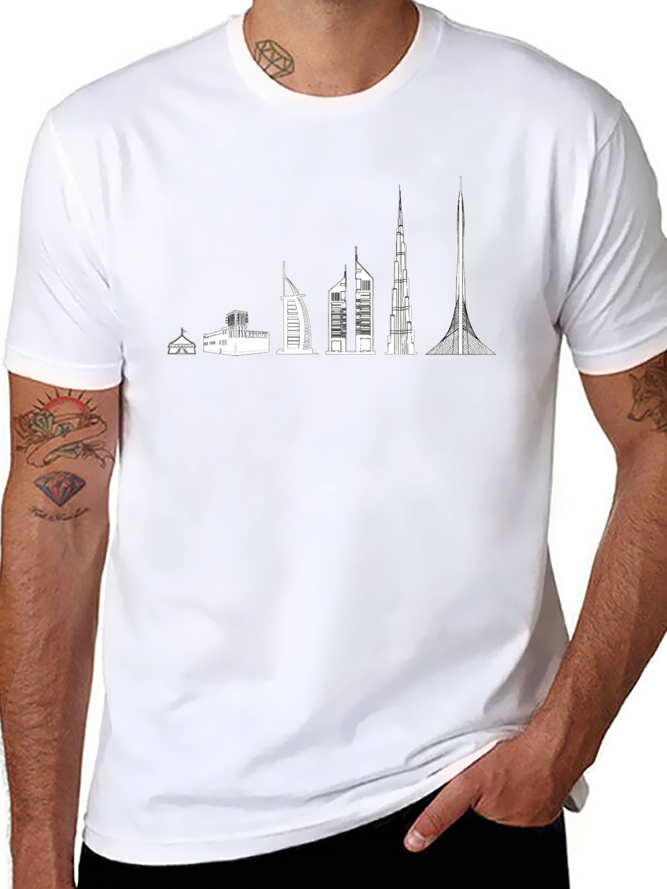 Dubai Skyline Evolution Black T-Shirt